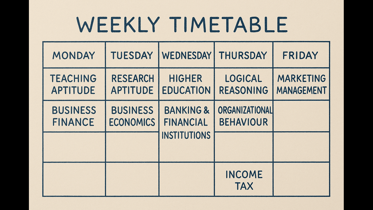 Weekly UGC NET study timetable