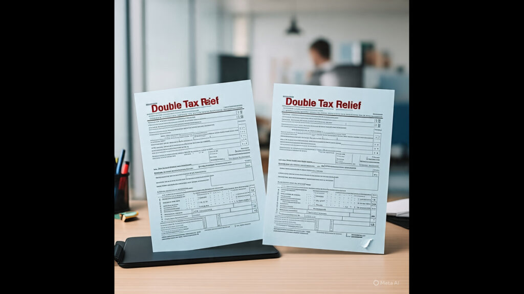 Double Tax Relief Forms Two tax forms stamped with “Double Tax Relief”