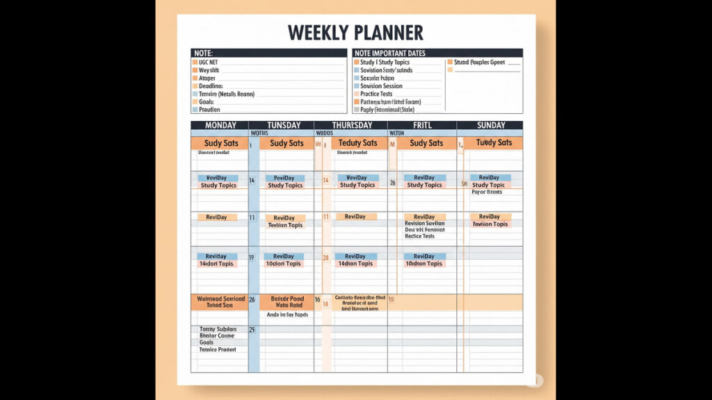 Weekly Planner for UGC NET Commerce Monday to Sunday plan for UGC NET study
