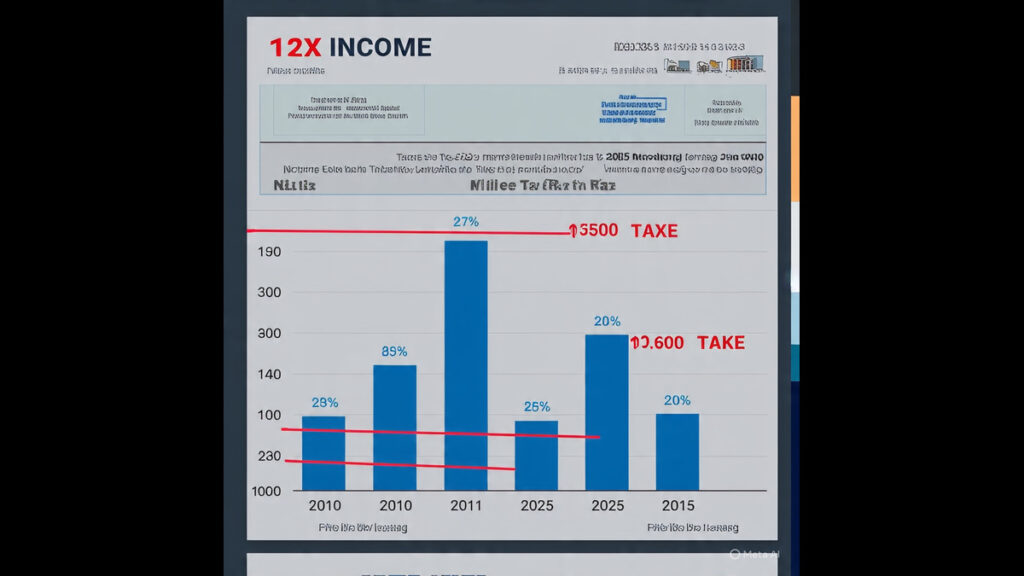 Income and Tax Growth Bar chart showing rising income levels and taxes