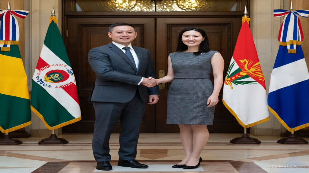 International Agreement Handshake between two country representatives