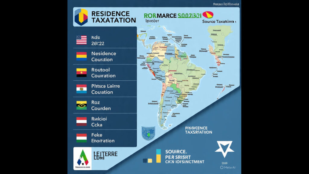 Residence vs Source Taxation Infographic comparing residence and source taxation with country flags and maps