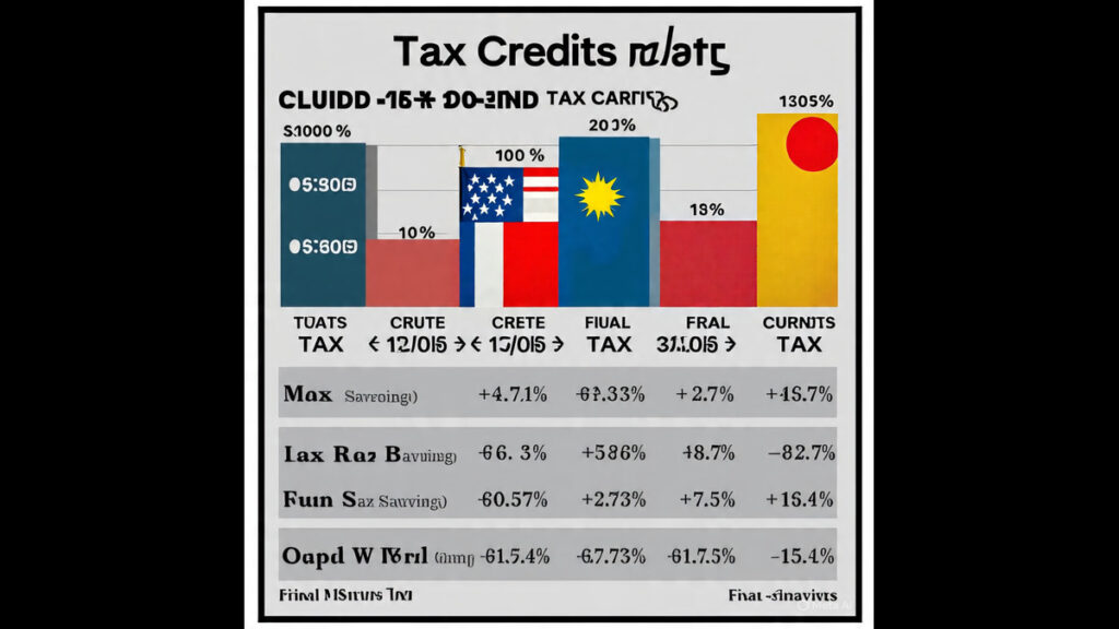 Tax Credit Calculation Simple tax credit chart showing country-wise tax breakdown and final savings