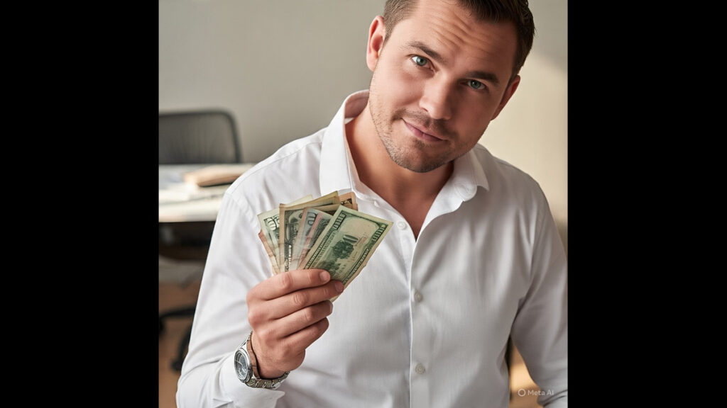 Taxpayer with Earnings Taxpayer man holding money