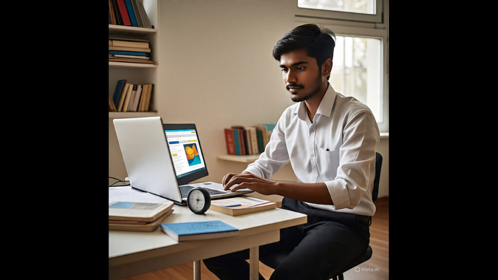 Commerce student giving UGC NET mock test