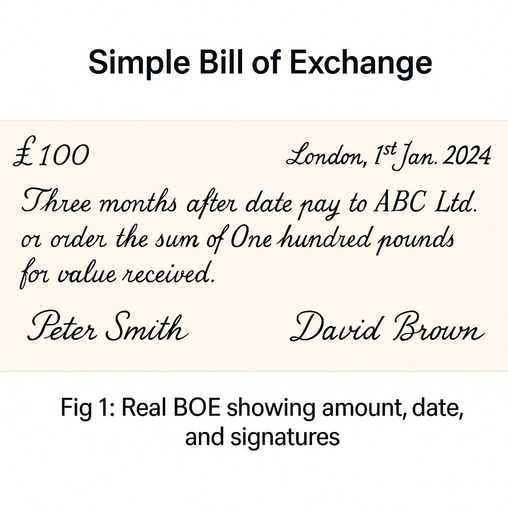  "Handwritten bill of exchange example"