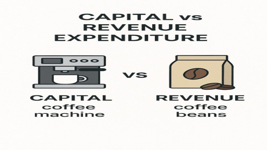Capital vs Revenue Expenditure "Coffee machine vs coffee beans - long-term vs daily costs"