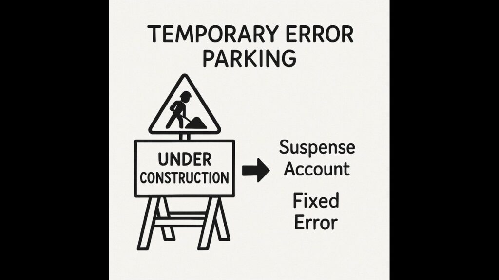 Temporary Error Parking "Under construction sign transforming into fixed error via Suspense Account"