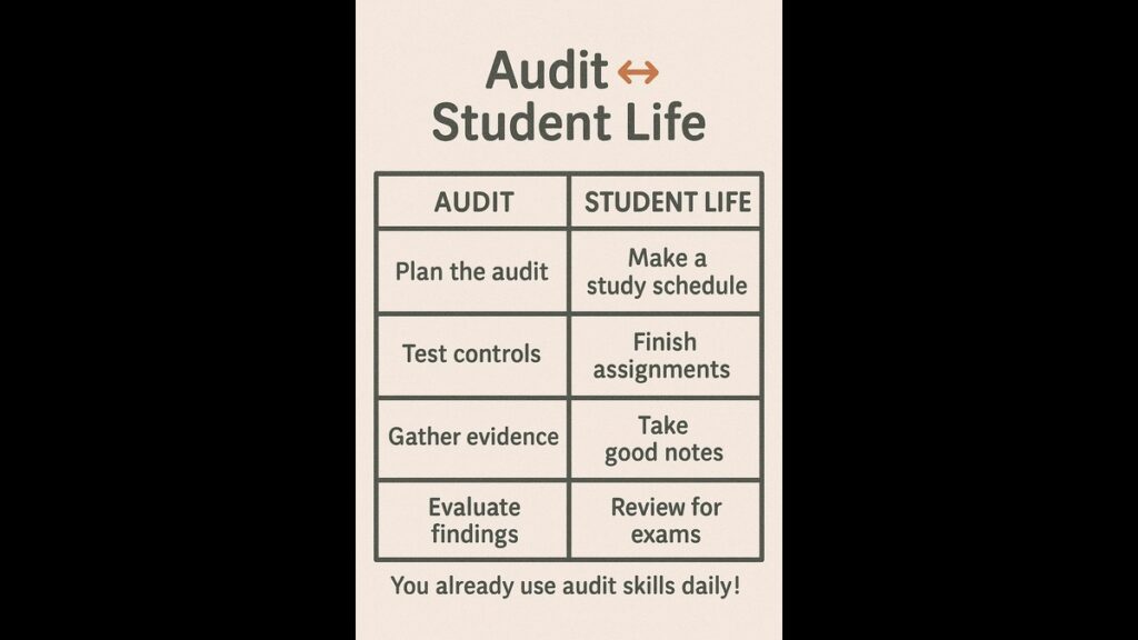  Audit process compared to student life