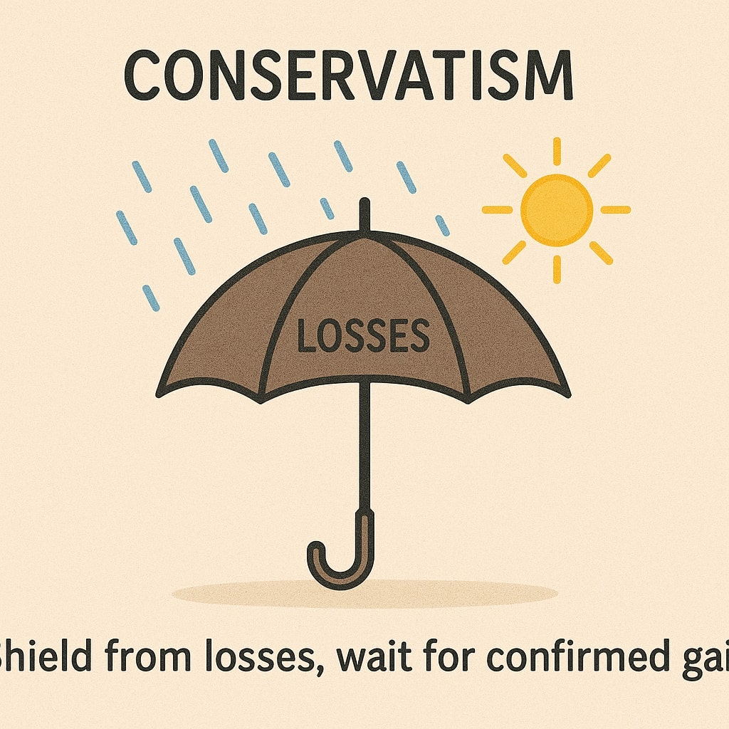Conservatism Concept Umbrella shielding from rain (losses), sun (gains) outside.