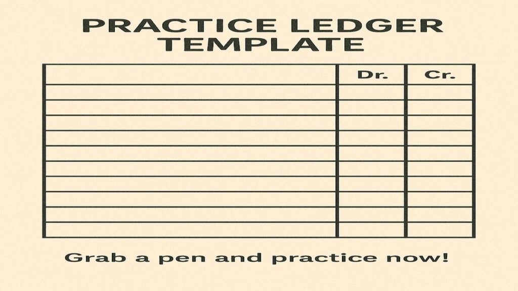 Printable ledger grid with Dr/Cr columns