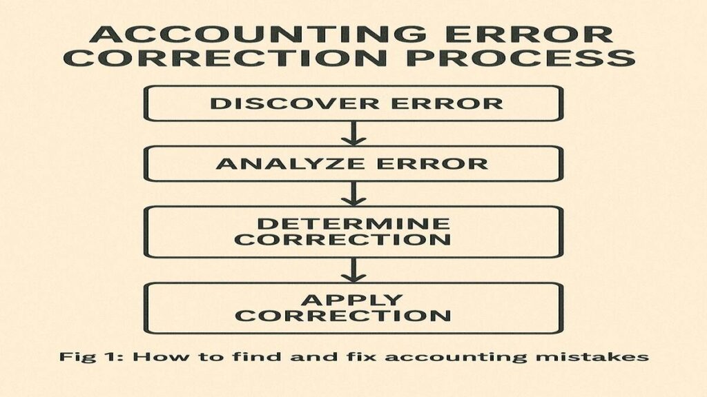 Accounting Error Correction Process  "Step-by-step flowchart for rectifying accounting errors"