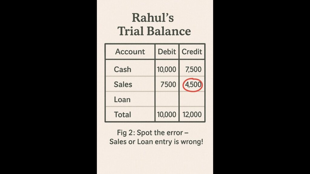 Solved accounting exercise showing debit-credit mismatch